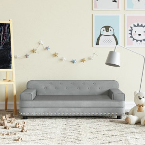 Sofá para niños de terciopelo gris claro 90x53x30 cm D