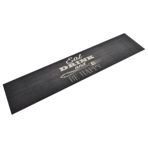 Alfombra de cocina lavable terciopelo negro 60x300 cm D