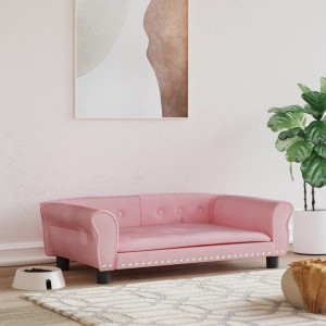Cama para perros de terciopelo rosa 95x55x30 cm D