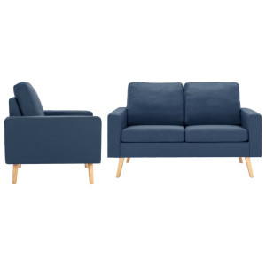 Conjunto de sofás de 2 peças em tecido azul D