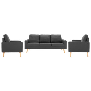 Conjunto de sofás 3 peças tecido cinza escuro D