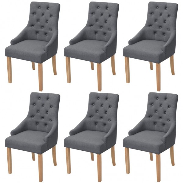 Cadeiras de jantar 6 unidades de tecido cinza escuro D