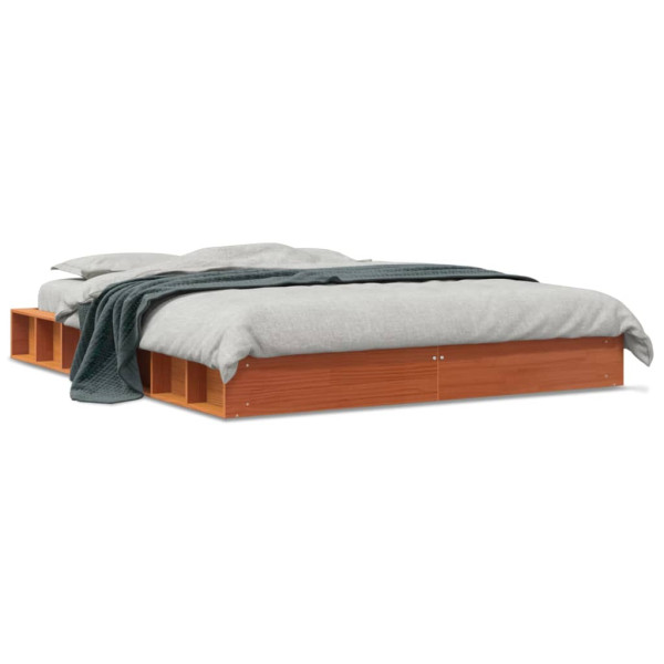 Estrutura da cama madeira maciça pinho marrom cera 160x200 cm D