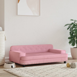 Cama de cão de veludo rosa 90x53x30 cm D