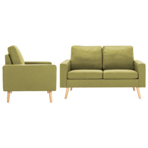Conjunto de sofás 2 peças de tecido verde D