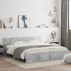 Estructura de cama con cabecero gris hormigón 180x200 cm D