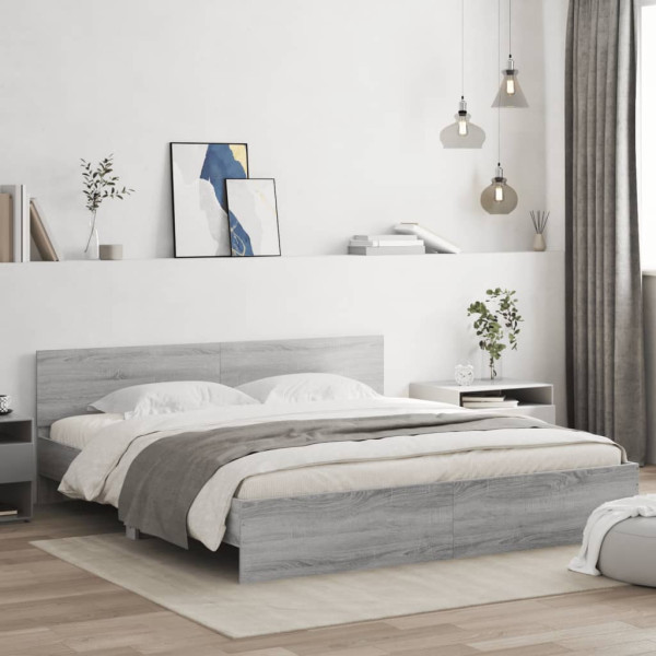 Estrutura da cama com cabeçalho cinzento Sonoma 180x200 cm D