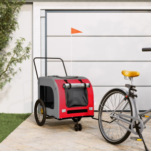 Trailer de bicicleta para animais de estimação em tecido Oxford de ferro vermelho cinza D