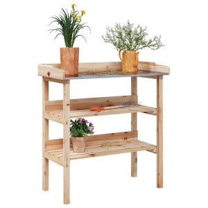 Mesa para plantas com prateleiras em madeira maciça de abeto 78x38x82,5cm D