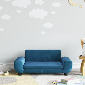 Sofá para niños de terciopelo azul 70x45x33 cm D