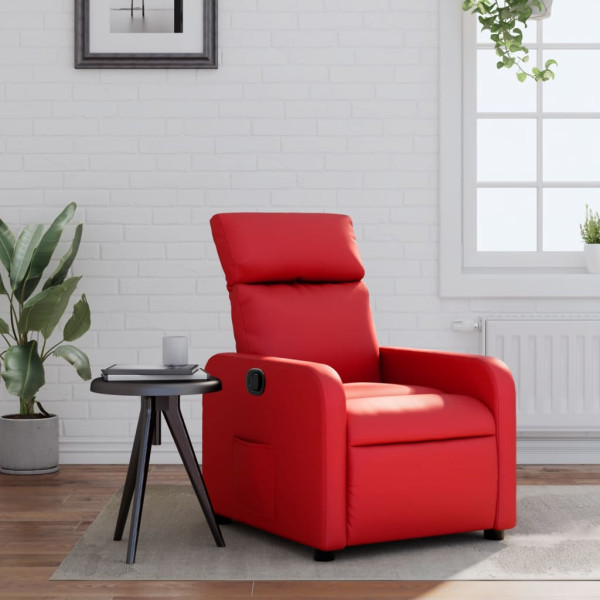 Sillón reclinable de cuero sintético rojo D