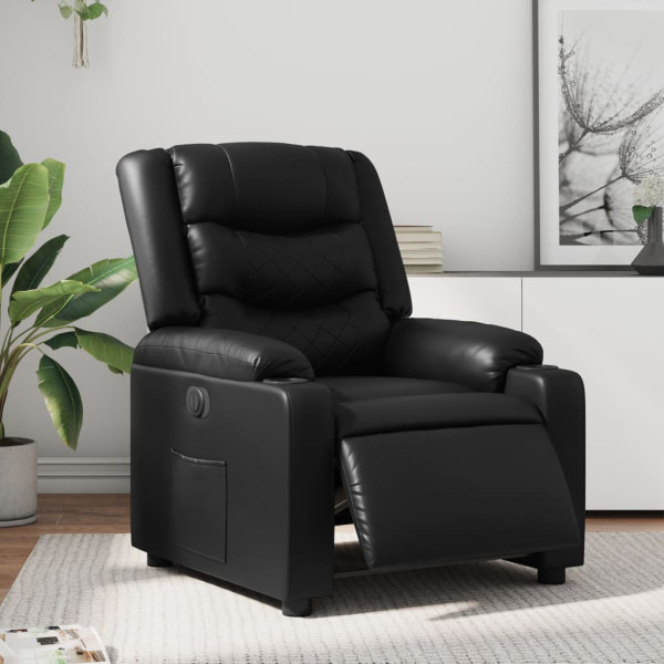 Sillón reclinable eléctrico de cuero sintético negro D