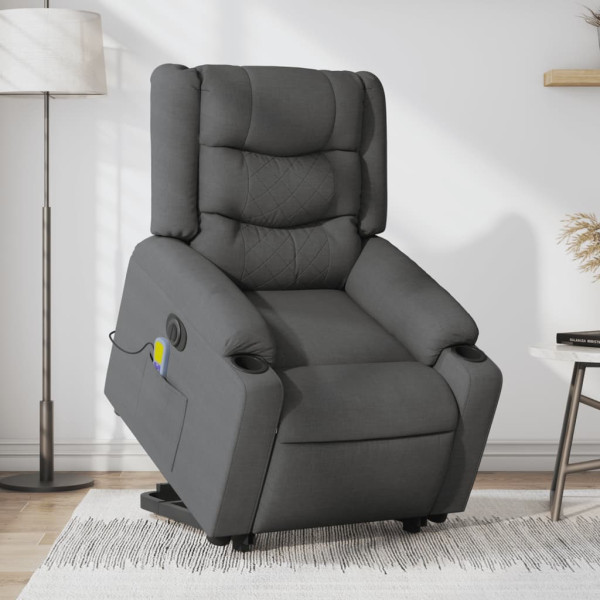 Sillón de masaje eléctrico reclinable elevable tela gris oscuro D