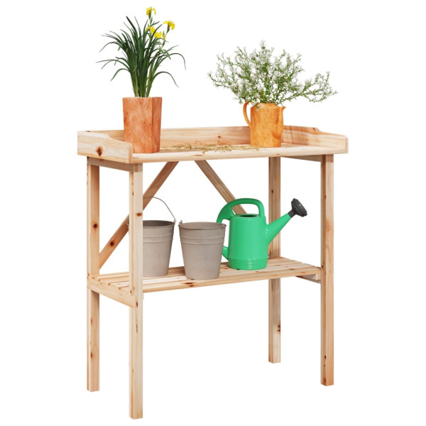 Mesa para plantas com prateleira em madeira maciça de abeto 78x38x82,5 cm D