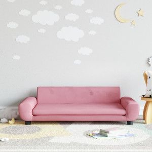 Sofá para niños de terciopelo rosa 100x54x33 cm D