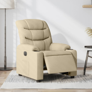 Sillón reclinable eléctrico de tela crema D