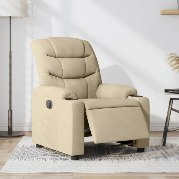 Sillón reclinable eléctrico de tela crema D