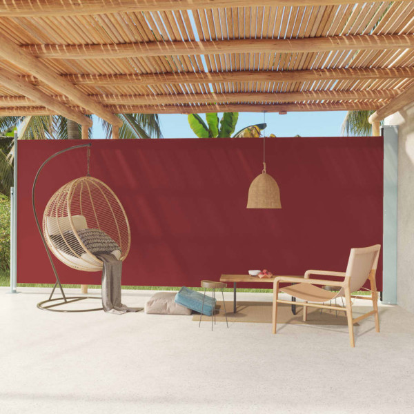 Toldo lateral retráctil para patio rojo 220x600 cm D