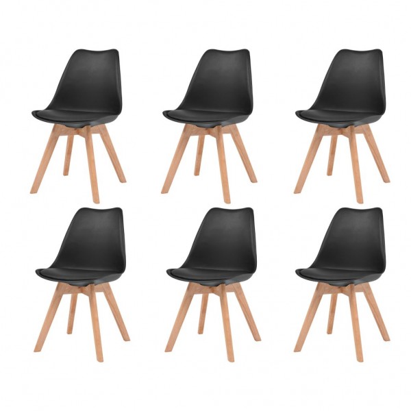 Sillas de comedor 6 unidades cuero sintético negro Sillas de comedor 6 unidades cuero sintético negro D