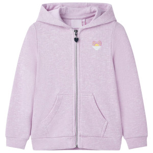 Sudadera de niños con capucha y cremallera lila mezcla 140 D