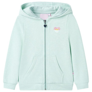 Sudadera de niños con capucha y cremallera verde mint claro mezcla 116 D