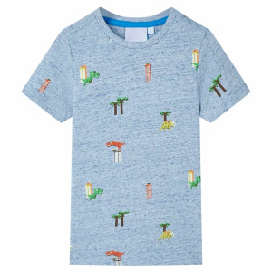 Camiseta de niños azul mélange 116 D