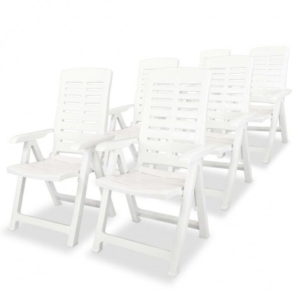 Cadeiras de jardim reclináveis 6 unidades de plástico branco D