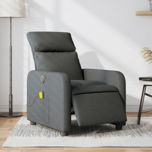 Sillón reclinable de masaje eléctrico tela gris oscuro D