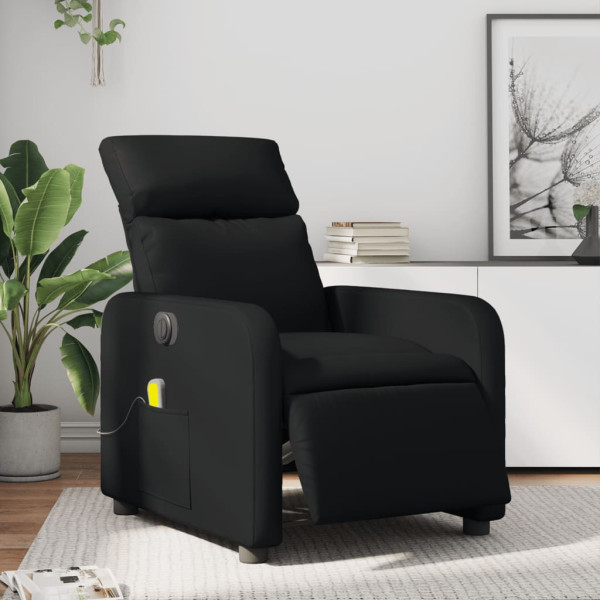 Sillón de masaje reclinable eléctrico cuero sintético negro D