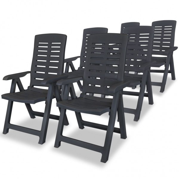 Cadeiras de jardim reclináveis 6 unidades de plástico cinza anthracite D