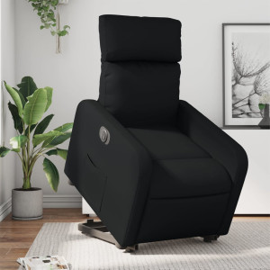 Sillón reclinable y elevable eléctrico cuero sintético negro D