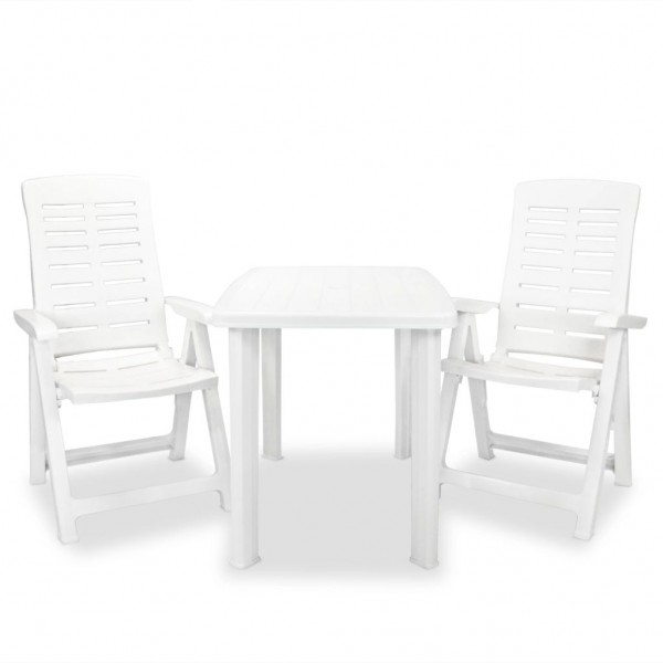 Set de mesa y sillas bistró de jardín 3 piezas plástico blanco D