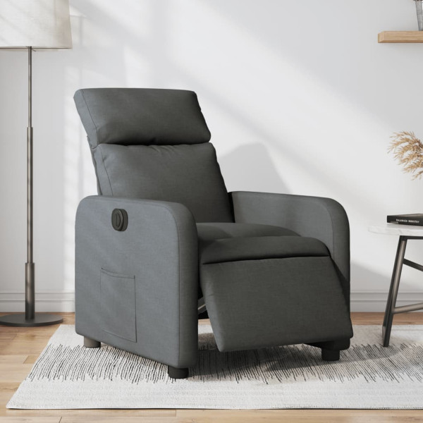 Sillón reclinable eléctrico de tela gris oscuro D