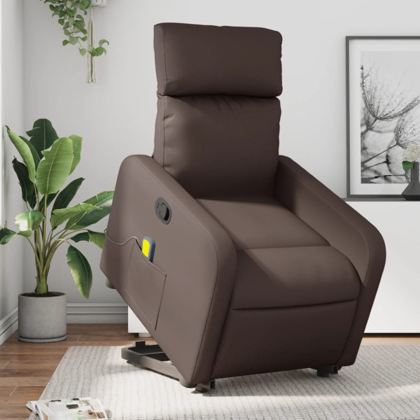 Assento de massagem de pé reclinável de couro sintético marrom D