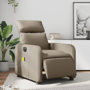 Sillón reclinable de masaje eléctrico cuero sintético capuchino D