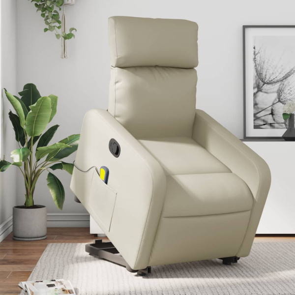 Assento reclinável de massagem de pé de couro artificial de cor creme D