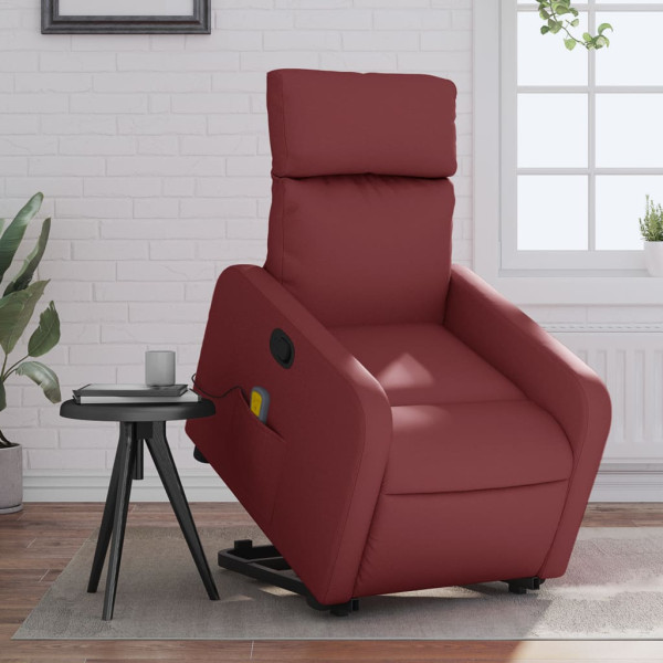 Assento de massagem de pé reclinável de couro artificial vermelho-vermelho D