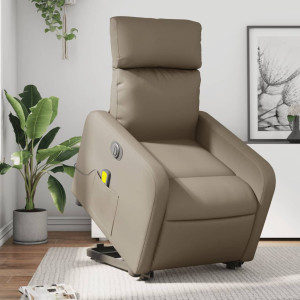 Sillón reclinable de masaje eléctrico cuero sintético capuchino D