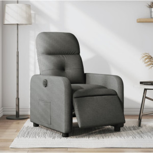 Sillón reclinable eléctrico de tela gris oscuro D