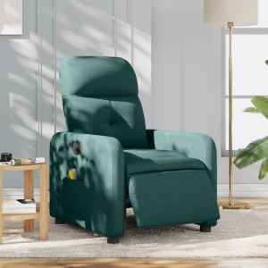 Sillón reclinable de masaje eléctrico tela verde oscuro D