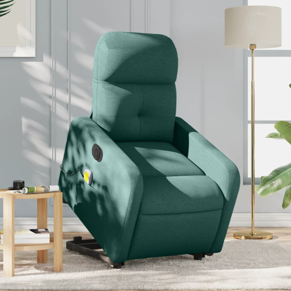 Assento de massagem elétrico reclinável elevável tecido verde escuro D