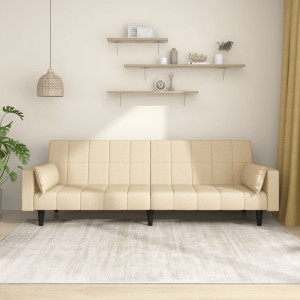 Sofá cama de 2 plazas con dos almohadas tela color crema D