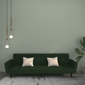 Sofá cama de 2 plazas terciopelo verde oscuro D