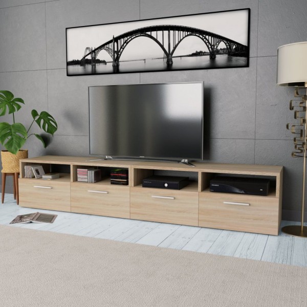 Mobiliário de sala de estar para TV aglomerado de 2 peças de carvalho 95x35x36 cm D
