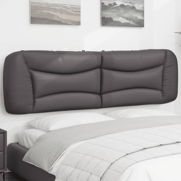 Cabeça de cama acolchada de couro sintético cinza 180 cm D