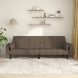 Sofá cama de 2 plazas con dos almohadas tela gris taupe D