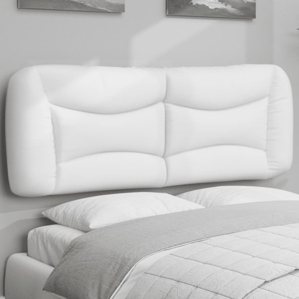 Cabeça de cama acolchada de couro sintético branco 140 cm D