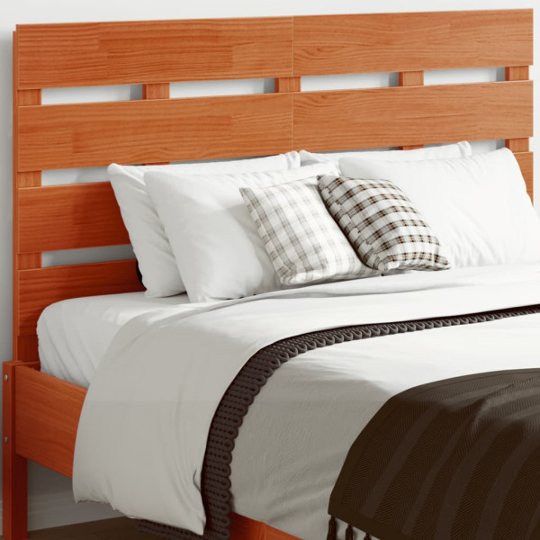 Cabecero de cama madera maciza de pino marrón cera 120 cm D