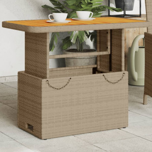 Mesa de jardín ratán sintético madera acacia beige 90x55x71 cm D
