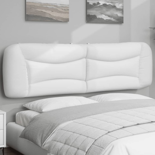 Cabecero de cama acolchado cuero sintético blanco 180 cm D